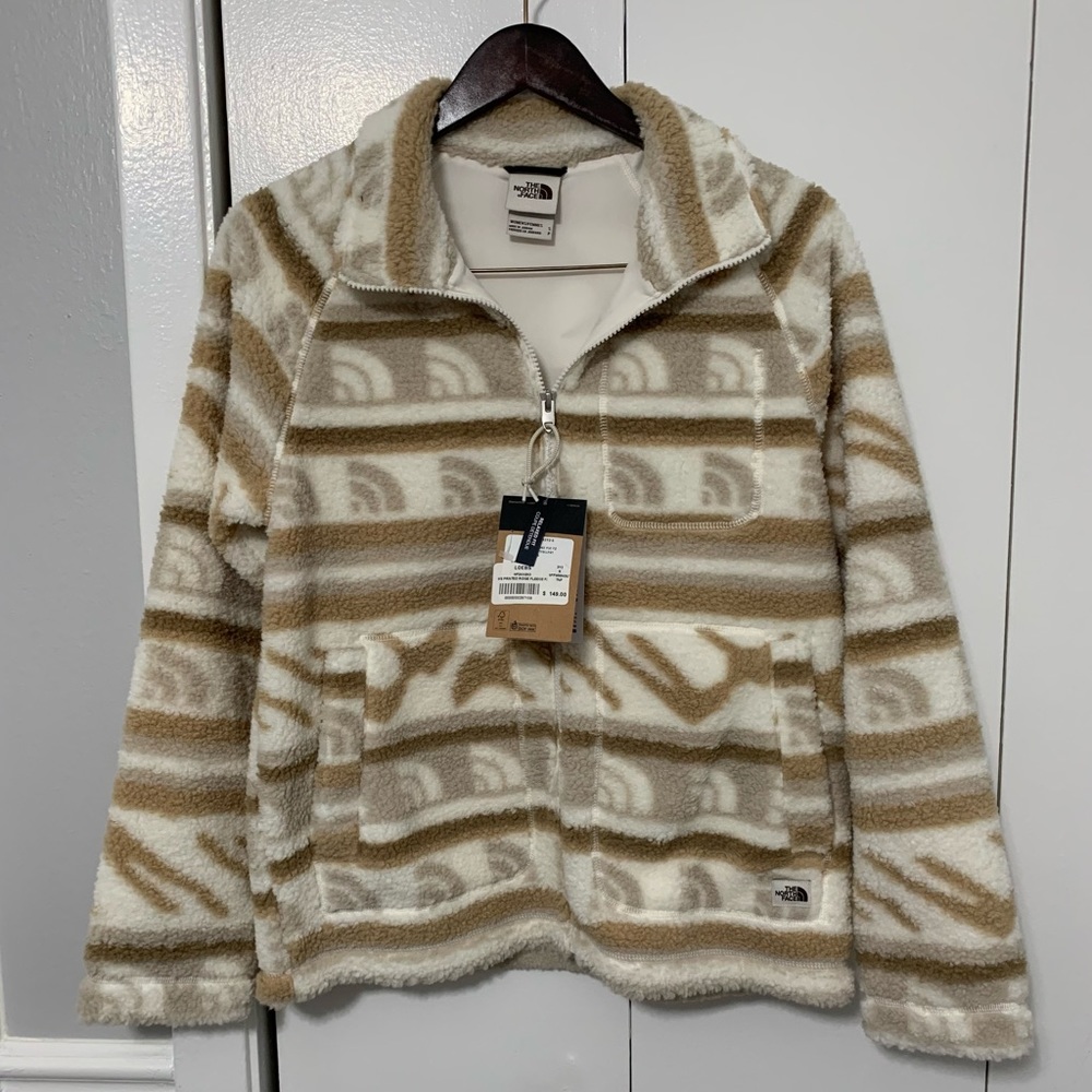 NWT North Face Women’s Print Ridge Fleece Full Zip - Gardenia White TNF Mountain